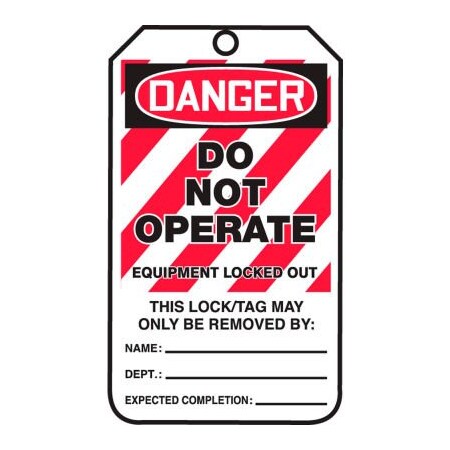 Accuform Accuform Lockout Tag, Danger Do Not Operate, RP-Plastic, 25/Pack MLT405PTP